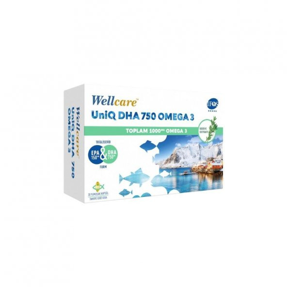 UniQ DHA750 Omega3 Biberiye Ekstraktlı Balık Yağı 30 Yumuşak Kapsül ürün görseli 1