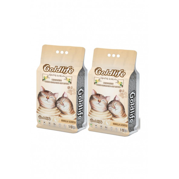 GOLDLİFE Premium Vanilya Kokulu Kedi Kumu 10 Lt X 2 Adet ürün görseli 1