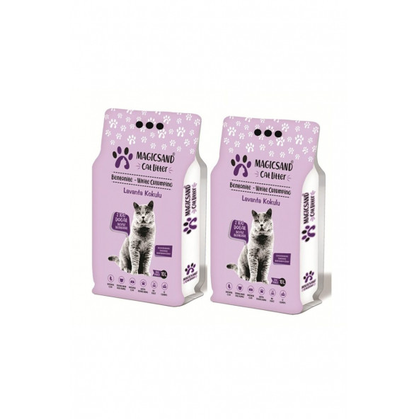 MagicSand Lavanta Kokulu Kedi Kumu 10 Lt X 2 Adet KALIN TANELİ ürün görseli 1