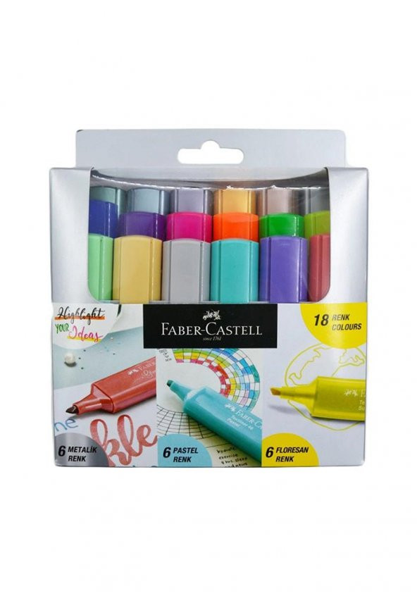 Fosforlu Kalem Seti 18 Renk Pastel Neon Metalik 1 Paket İşaret Kalemi ürün görseli 1