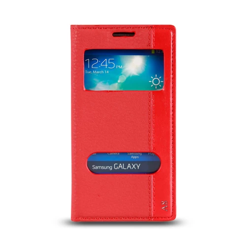 Samsung Galaxy A8 (A800) Gizli Mıknatıslı Pencereli Magnum Kılıf Kırmızı ürün görseli 1