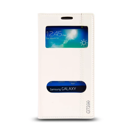 Samsung Galaxy Grand Max (G7200) Gizli Mıknatıslı Pencereli Magnum Kılıf Beyaz ürün görseli 1
