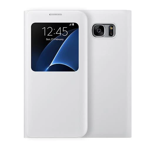 Samsung Galaxy S7 Yan Kapaklı Flip Wallet Kılıf Beyaz ürün görseli 1