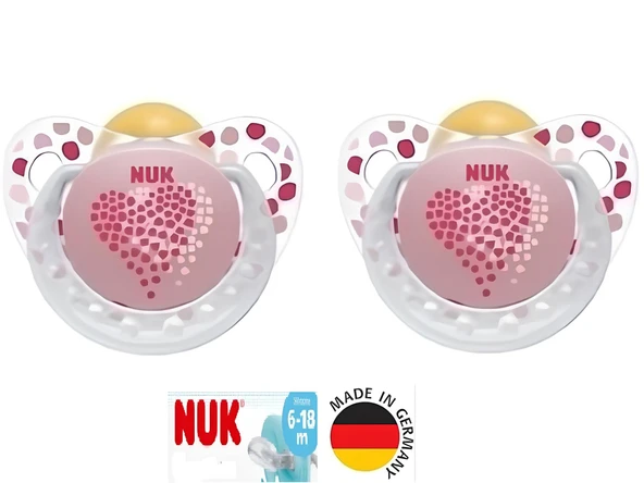 Nuk Trendline Adore Halkalı Ortodontik Kauçuk emzik 6-18 Ay İkili / pembe ürün görseli 1