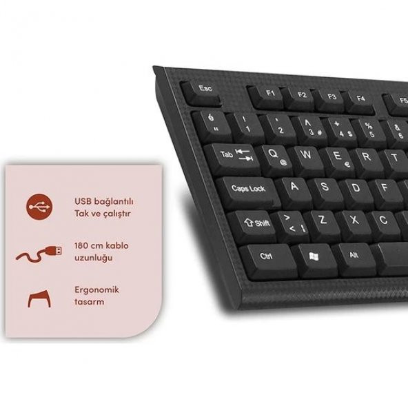HYTECH HYK-44 Q USB STANDART KLAVYE,SİYAH - Resim 4
