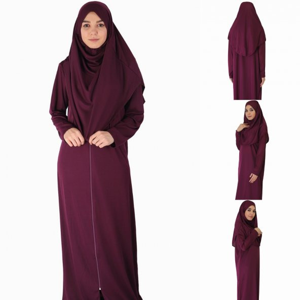 BORDO FERMUARLI NAMAZ ELBİSESİ ürün görseli 1