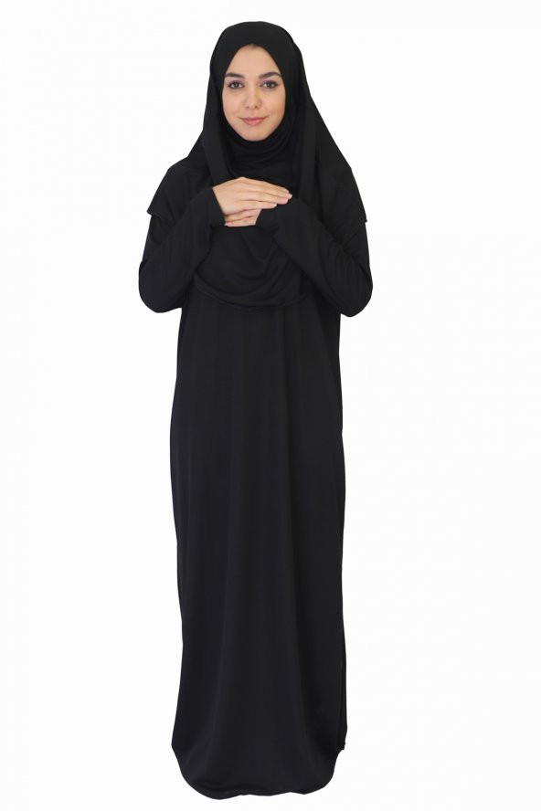 SİYAH FERMUARSIZ NAMAZ ELBİSESİ ürün görseli 1