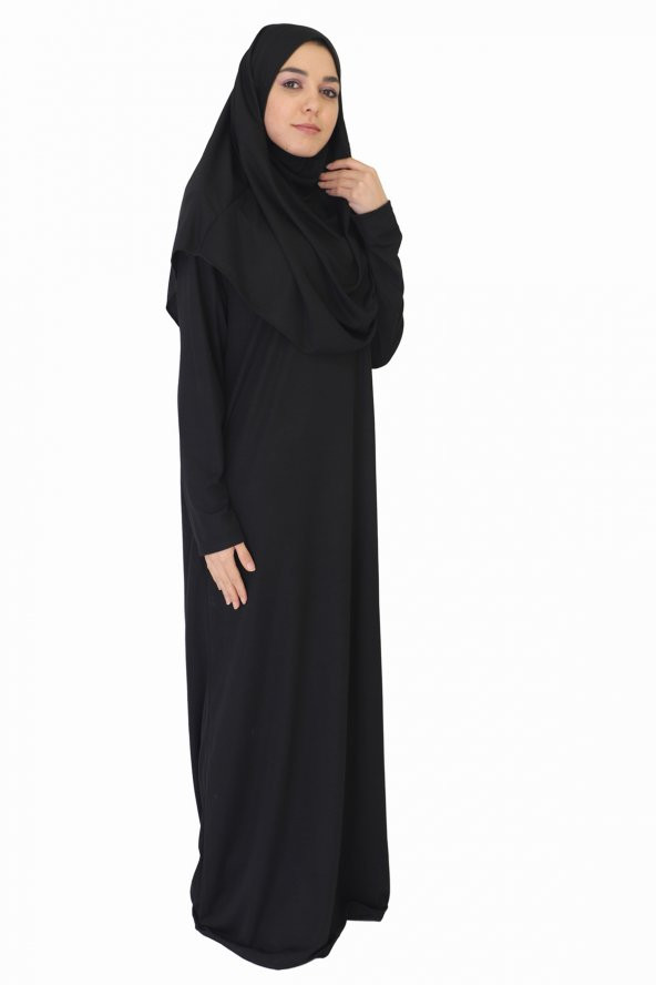 SİYAH FERMUARSIZ NAMAZ ELBİSESİ - Resim 3