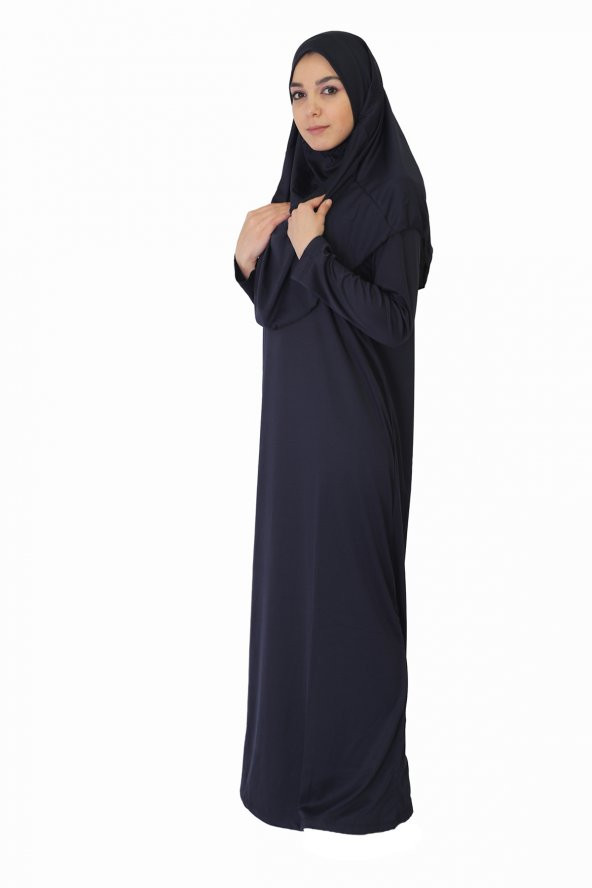 LACİVERT FERMUARSIZ NAMAZ ELBİSESİ - Resim 2
