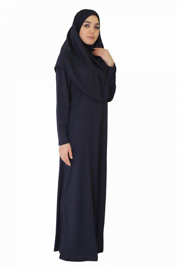 LACİVERT FERMUARSIZ NAMAZ ELBİSESİ - Resim 3