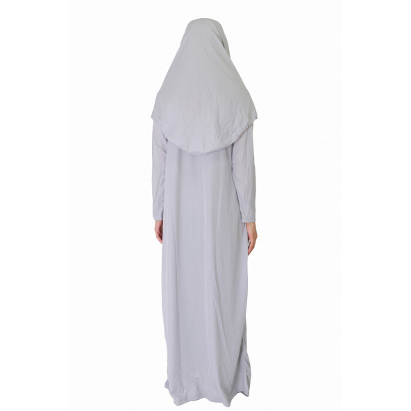 AÇIK GRİ FERMUARLI NAMAZ ELBİSESİ ürün görseli 1