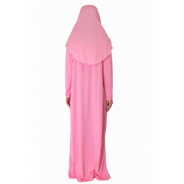 ŞEKER PEMBE FERMUARLI NAMAZ ELBİSESİ ürün görseli 1