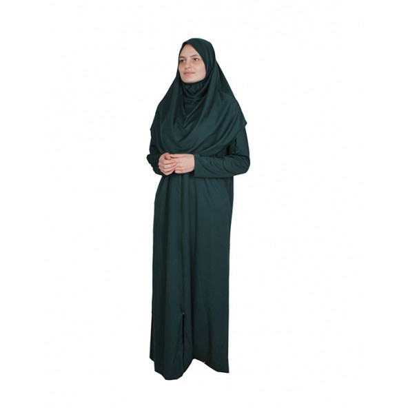 ZÜMRÜT YEŞİL FERMUARLI NAMAZ ELBİSESİ ürün görseli 1