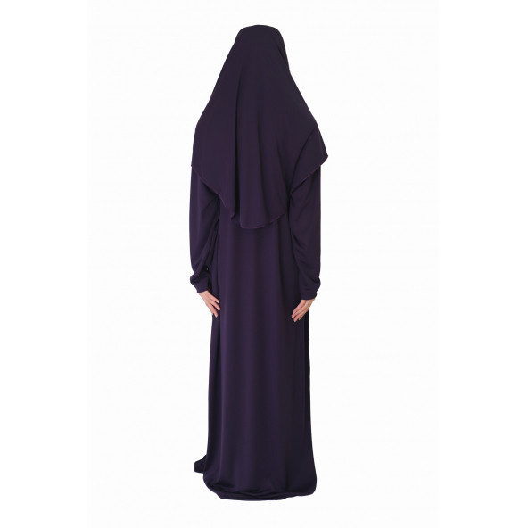 KOYU MOR FERMUARLI NAMAZ ELBİSESİ ürün görseli 1