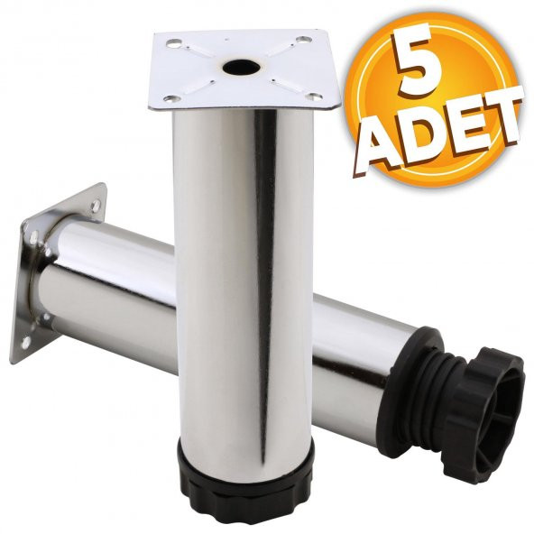 Ayarlanabilir Mobilya Kanepe Baza Koltuk Metal Destek Yükseltici Ayağı 15 Cm Krom Ayakları (5 ADET) ürün görseli 1