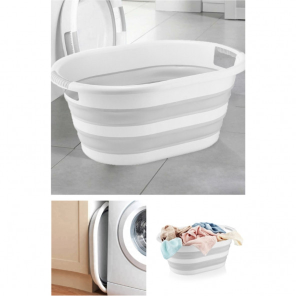 Hobby Life Katlanır Çamaşır Sepeti 38 Litre / Gri ürün görseli 1