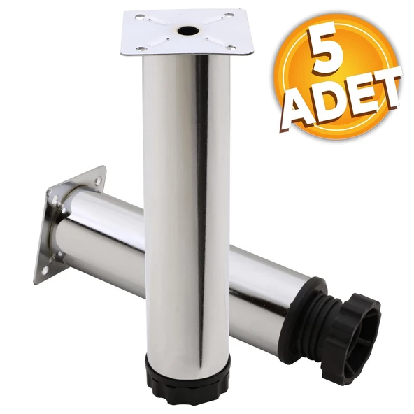 Ayarlanabilir Mobilya Kanepe Baza Koltuk Metal Destek Yükseltici Ayağı Krom Ayakları 20 Cm (5 ADET) ürün görseli 1
