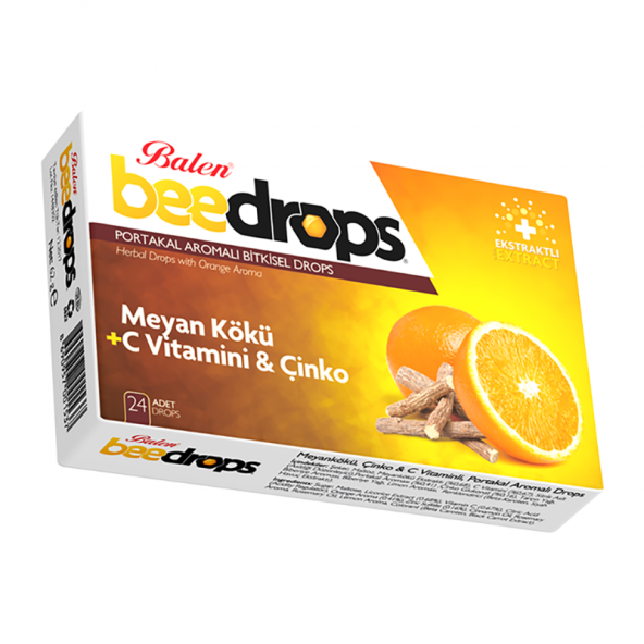 Balen Beedrops Meyan Kökü Çinko C Vit. Portakal Aromalı 24 Adet Drops Pastil ürün görseli 1