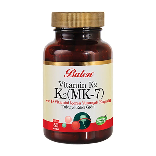Balen Vitamin K2 (MK-7) Ve D Vitamini Kapsül 450 Mg 60 Adet ürün görseli 1