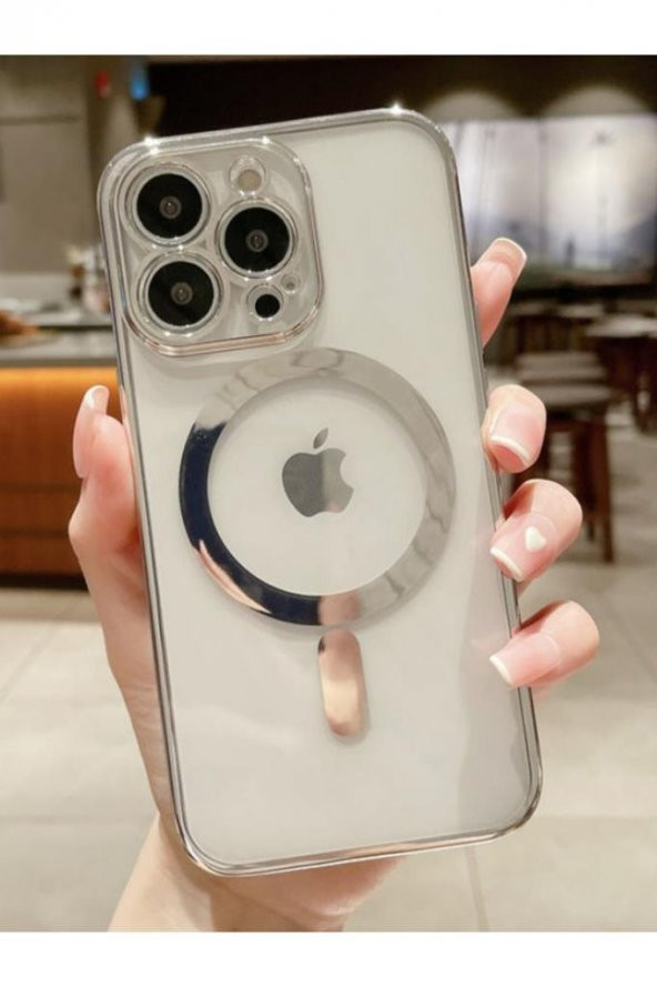 Iphone 14 Pro Max Tam Uyumlu Köşeleri Renkli Şeffaf Kamera Korumalı Magsafe Luxury Kılıf ürün görseli 1