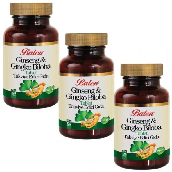 3 Adet Balen Ginseng & Ginkgo Biloba Tablet (120 Tablet 720 MG) ürün görseli 1