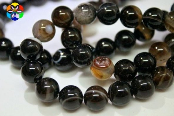 Akik Taşı YARIM Dizi 8mm (3605) (18cm uzunluğundadır) ürün görseli 1
