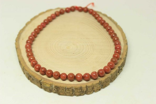 Jasper Taşı Kırmızı YARIM Dizi 8mm (22455) (18cm uzunluğundadır) ürün görseli 1