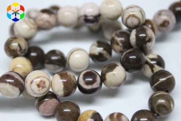 Jasper Zebra Taşı YARIM Dizi 8mm (18cm uzunluğundadır) ürün görseli 1