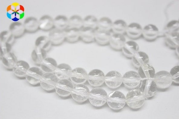 Kristal Kuvars Taşı YARIM Dizi 8mm (18cm uzunluğundadır) ürün görseli 1