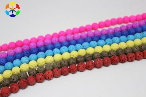 Lav Taşı Sarı Renkli YARIM Dizi 8mm (18cm uzunluğundadır) ürün görseli 1