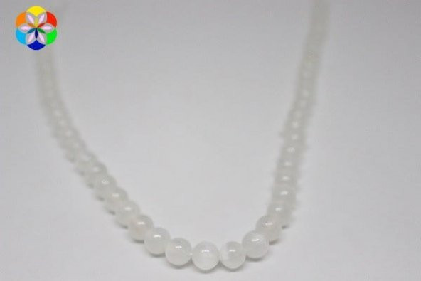 Selenit Taşı YARIM Dizi 8mm (18cm uzunluğundadır) ürün görseli 1