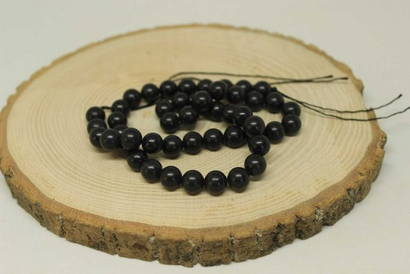 Shungite (Şungit) Taşı YARIM Dizi 8mm (18cm uzunluğundadır) ürün görseli 1