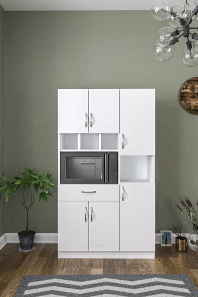 AEKA Ae-3080 Anka Beyaz Çok Amaçlı Mutfak Dolabı & Banyo Dolabı 6 Kapaklı, 1 Çekmeceli ürün görseli 1