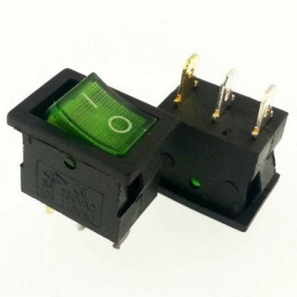 Mini Işıklı Anahtar 3P Yeşil - Resim 2