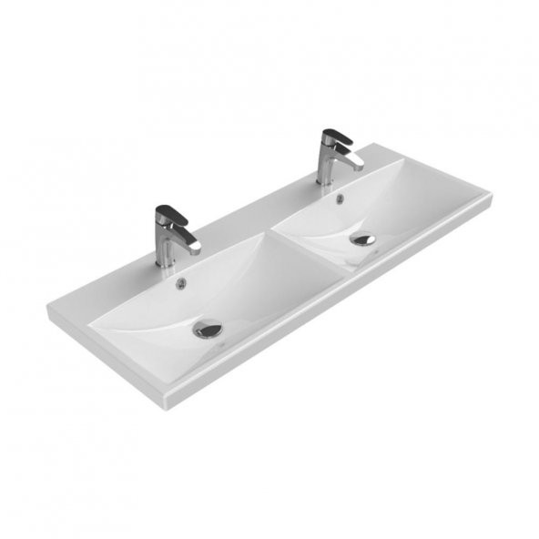 Turkuaz Cerastyle Elite Etajer Uyumlu Lavabo 120*45 cm (Çift Batarya Delikli) ürün görseli 1