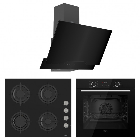 Ferre Fryart Cs Serisi Siyah Ankastre Cam Set (D063 + CS205 + XE63CS) ürün görseli 1