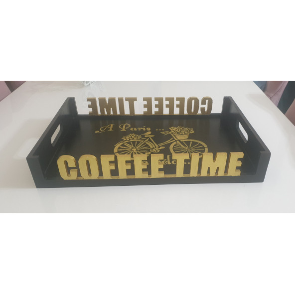 Coffee Time Ahşap Tepsi - Resim 4