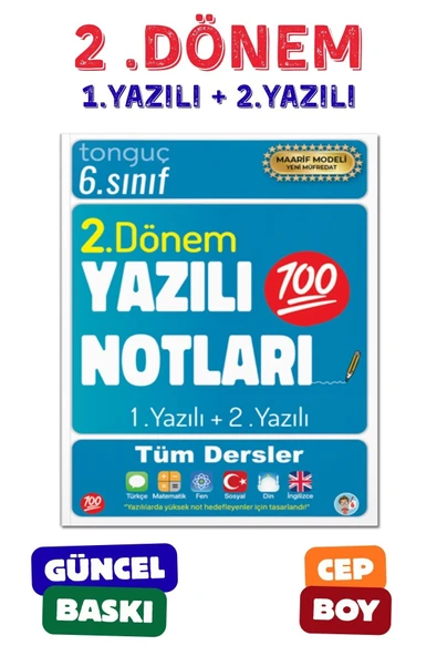 6. Sınıf Yazılı Notları 2. Dönem 1 ve 2. Yazılı - Tonguç Yayınları ürün görseli 1