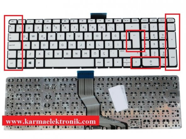 Hp 15-AB, 15-AK  Notebook Klavyesi -  Beyaz TR - B.Enter - Resim 2