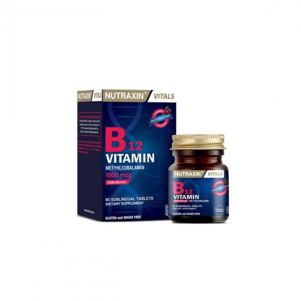 B12 Vitamini 1000mcg Kiraz Aromalı Takviye Edici Gıda 60 Dil Altı Tablet ürün görseli 1