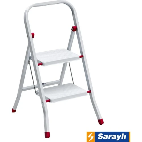 SARAYLI 2'Lİ PRATİK METAL MERDİVEN BEYAZ ürün görseli 1