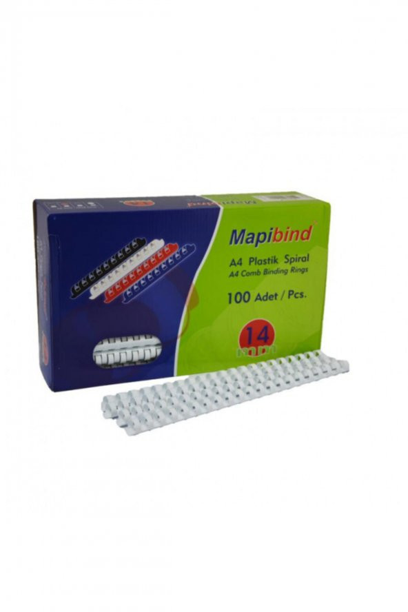 Mapi Bind Spiral Plastik 115-135 Sayfa 14 Mm Beyaz 201 14 00 (100 Lü Paket) ürün görseli 1