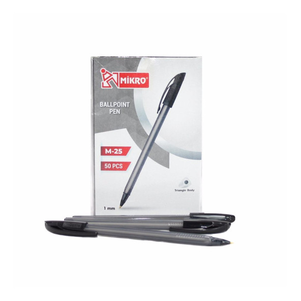 Mikro M-25 Tükenmez Kalem 1 Mm Siyah 25Ts (50 Li Kutu) ürün görseli 1