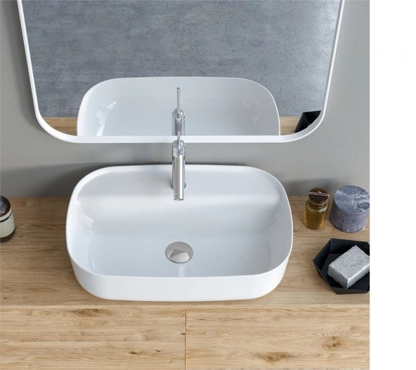 Turkuaz Cerastyle Aqua Tezgah Üstü Çanak Lavabo 80x40 cm ürün görseli 1