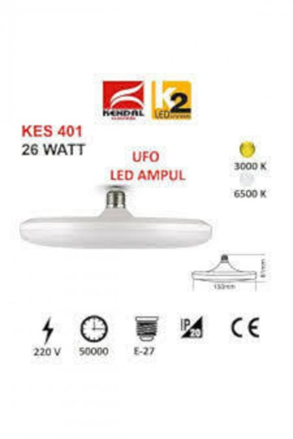 26w E27 Duylu Ledli Ufo Ampul - Kes401 -beyaz ürün görseli 1