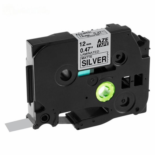 Brother Tze-M931 12 mm X 8mt Mat Gümüş üzerine Siyah Laminasyonlu Etiket MUADİL ürün görseli 1