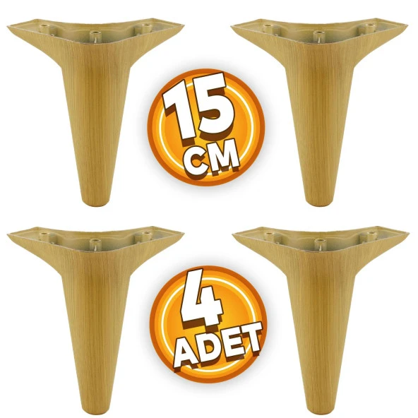 Aspen Lüks Mobilya Kanepe Koltuk Tv Ünitesi Baza Ayağı Ayakları 15 Cm Açık Kahverengi Ayak (4 ADET) ürün görseli 1