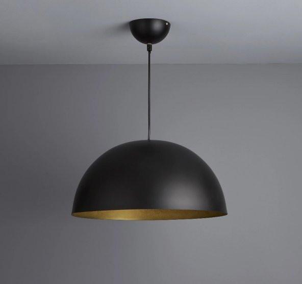 MYLİGHTS  40 CM METAL SARKIT AVİZE SİYAH İÇİ ALTIN RUSTİK AVİZE ürün görseli 1