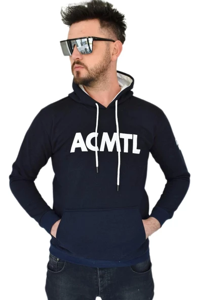 Erkek Lacivert Kapüşonlu Sweatshirt  ACMTL BGL-ST02360 ürün görseli 1