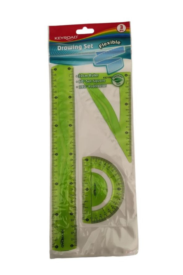 Cetvel Takımı Kırılmaz Esnek Silikonlu Kırılmaz 3Lü Yeşil 1 Paket Cetvel Seti Keyroad Dawing ürün görseli 1
